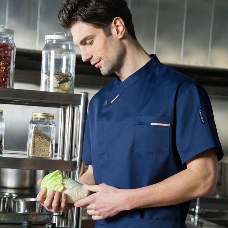 French Chef Long Sleeve Uniforms Breathable [dark blue] short sleeve 