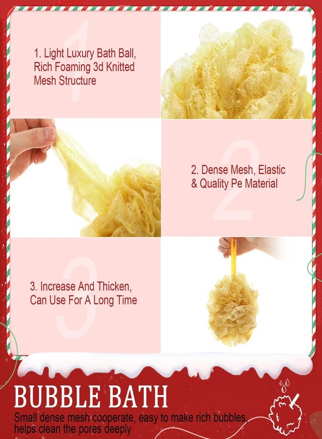 FuWeave 24 Pcs Bath Loofah Sponge Loofah Exfoliating Body Scrubber Shower Sponge 50g Mesh Pouf Balls Gift Basket for Baby Shower Women Men Bathing Accessories Wedding Gift Bucket(Red,Green,Gold - Image 3