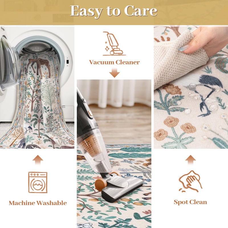 OJIA Jungle 8x10 Area Rugs for Living Room Bedroom Large Washable Rugs, Thin Modern Nursery Rug Non-Shedding Kids Playroom Rug Stain Resistant Large Carpet Neutral Rugs for Kids Room Dining - Image 3