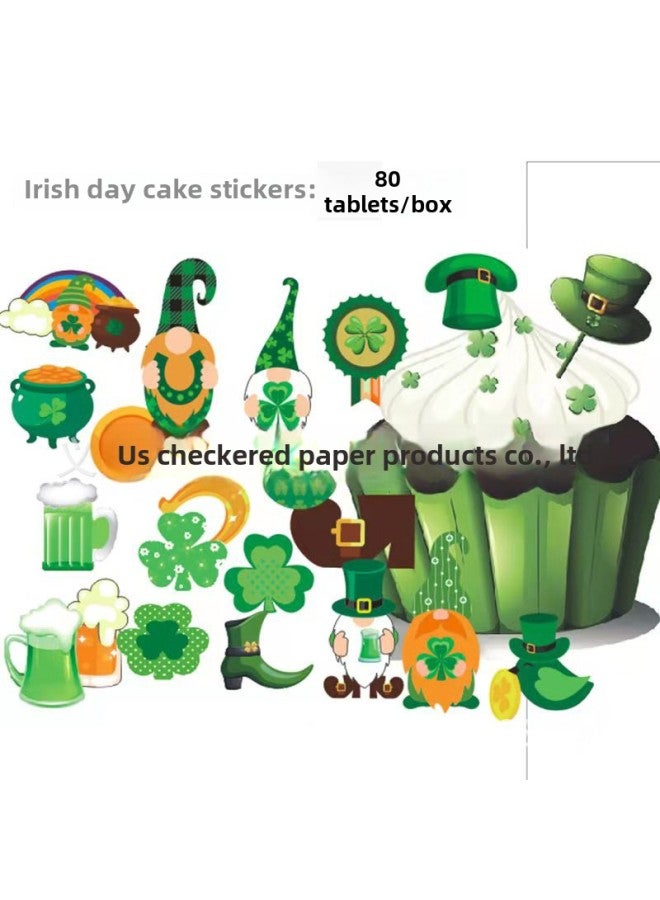 Valentine's Day Love Cupid Series Sticky Rice Paper Cake Decoration Easter Bunny Waper Print Cake Stickers-Specifications:Irish Festival 72 Tablets/box - Image 1