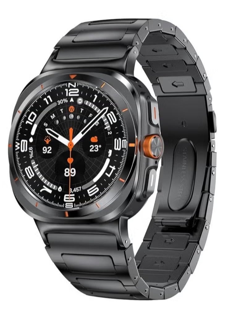 ELTRAZONE Premium Stainless Steel Band for Samsung Galaxy Watch Ultra 47mm (2024) – No-Gap Business Metal Replacement Strap, Adjustable and Durable Wristband for Galaxy Watch 7 Ultra 47mm, Sleek, Elegant, and Comfortable Design for Men – Black  - Image 1