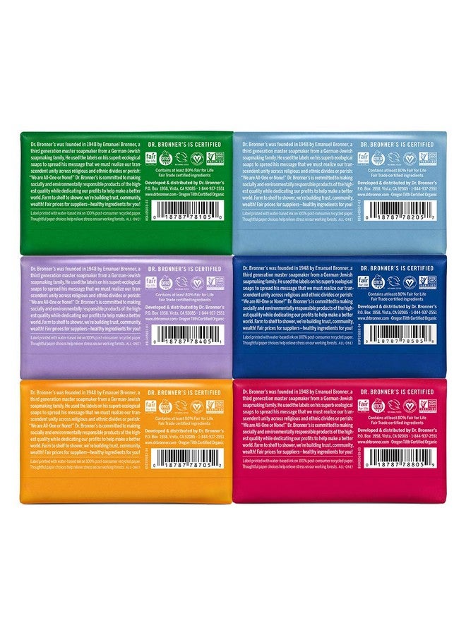 Dr. Bronner's Purecastile Bar Soap (5 Ounce Variety Gift Pack) Almond Unscented Lavender Peppermint Citrus Rosemade With Organic Oils - Image 2