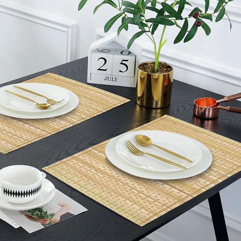 LFH Home Private Limited LFH Home Handmade Straw Decorative Placemat Pack of 6 Multicolor Table Mat for Dinner Table Kitchen Party Christmas Holiday New Year Family Gatherings Thanksgiving Dcor  12x18 Inch  Natural - Image 2