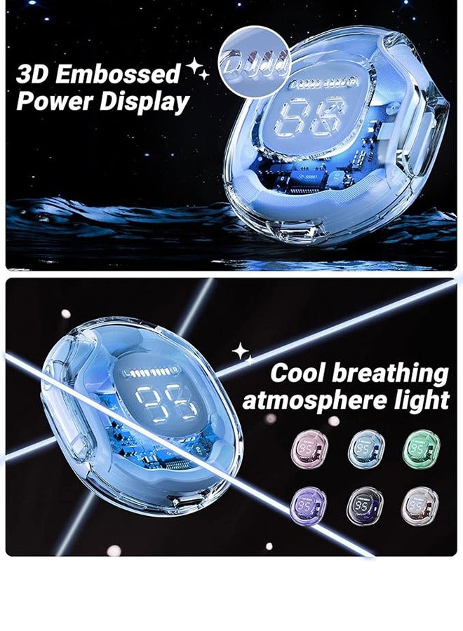 سماعات أذن لاسلكية بتقنية البلوتوث 5.3، سماعات رأس مع شاشة عرض الطاقة LED، سماعات أذن صغيرة بتصميم كريستالي مع علبة شحن لاسلكية، تحكم باللمس، ميكروفون مدمج، سماعات رياضية مقاومة للماء (أزرق). - Image 5