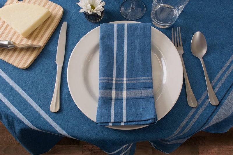 DII 100% Cotton, Machine Washable, Everyday French Stripe Kitchen Tablecloth For Dinner Parties, Summer & Outdoor Picnics - 60x120" Seats 10 to 12 People, Blue Chambray - Image 3