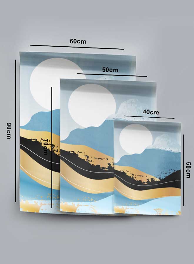 LOWHA Poster Painting Art With Four Separate Pieces Of Double-Sided Stickers Gold Mountain Abstract Moon Art For Home Bedroom Living Room And Office Decor - Image 4