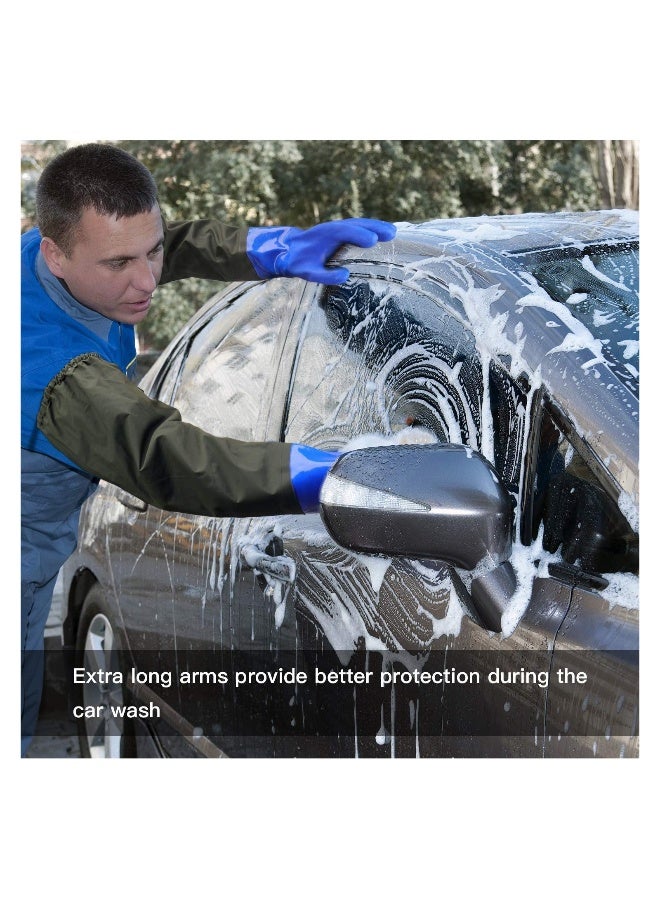 قفازات مطاطية طويلة جدًا 28 بوصة، قفازات مقاومة للمواد الكيميائية من PVC قابلة لإعادة الاستخدام، للتعامل مع المواد الكيميائية، البتروكيماويات وتكرير النفط، التصنيع الميكانيكي، التعدين، الزراعة، البستنة، البناء. - Image 4