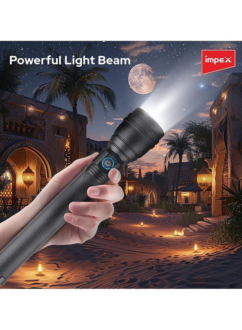 Impex Powerful Illumination and Advanced Durability: The Impex Lumin X2 Rechargeable LED Flashlight for Every Adventure With Rechargeable 2000mAh Lithium Battery - Image 4