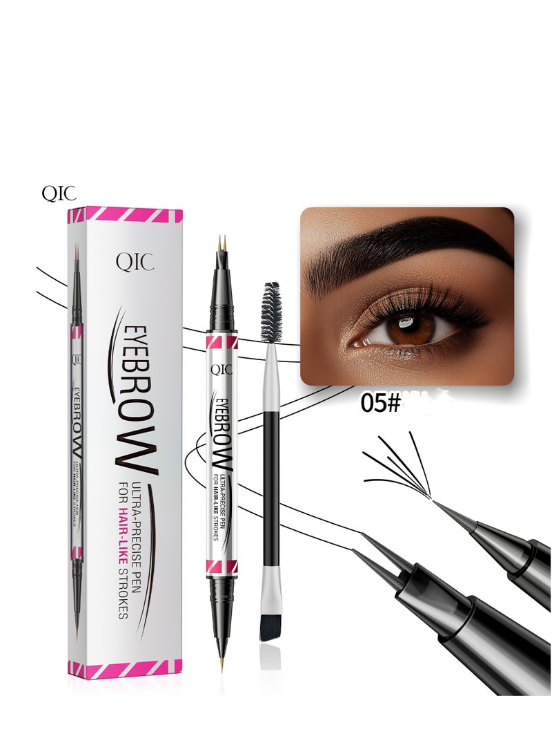 Generic Eyebrow Pen, Brow Pencil 2-in-1 Dual-Ended Microblading Eyebrow Pencil with Micro-Fork-Tip  Precise Brush-Tip Crease Natural Hair-Like Brows, Last All-Day (Black)  - Image 1