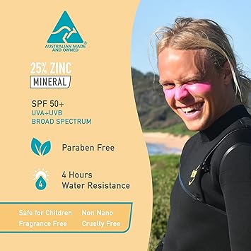 Sun Zapper Zinc Stick Pink Blue Green Yellow Face Sunblock Rainbow 4Pack SPF50 Coloured Zinc Sunscreen Sticks Made in Australia - Image 3