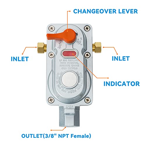 Skyflame 2-Stage Auto Changeover Propane Gas Rv Regulator Kit with 2PCS Gauges and 12-Inch Braided Connection Hoses for Dual Propane Tank RV Trailers Camper - Image 3