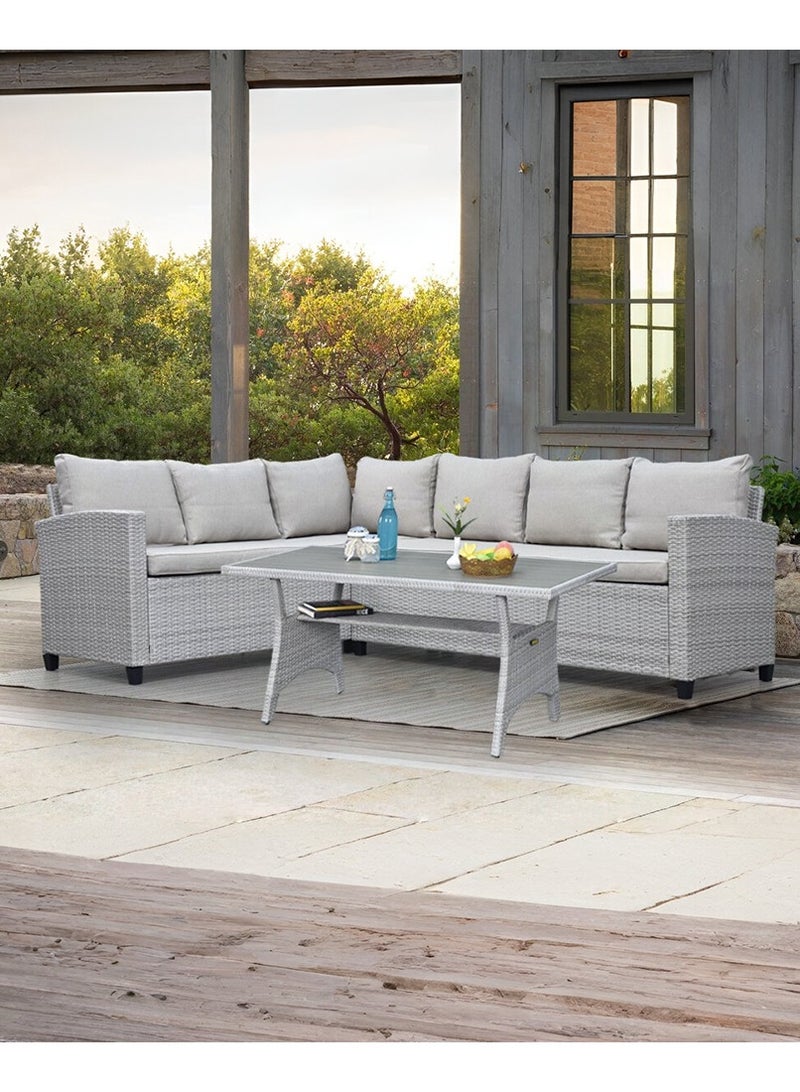 Royaloak Tivoli Corner sofa Wicker Outdoor Sofa Set, Fiber Rattan and Aluminium, Durable Classic Design, Long-Lasting Outdoor Sofa Set - Image 1