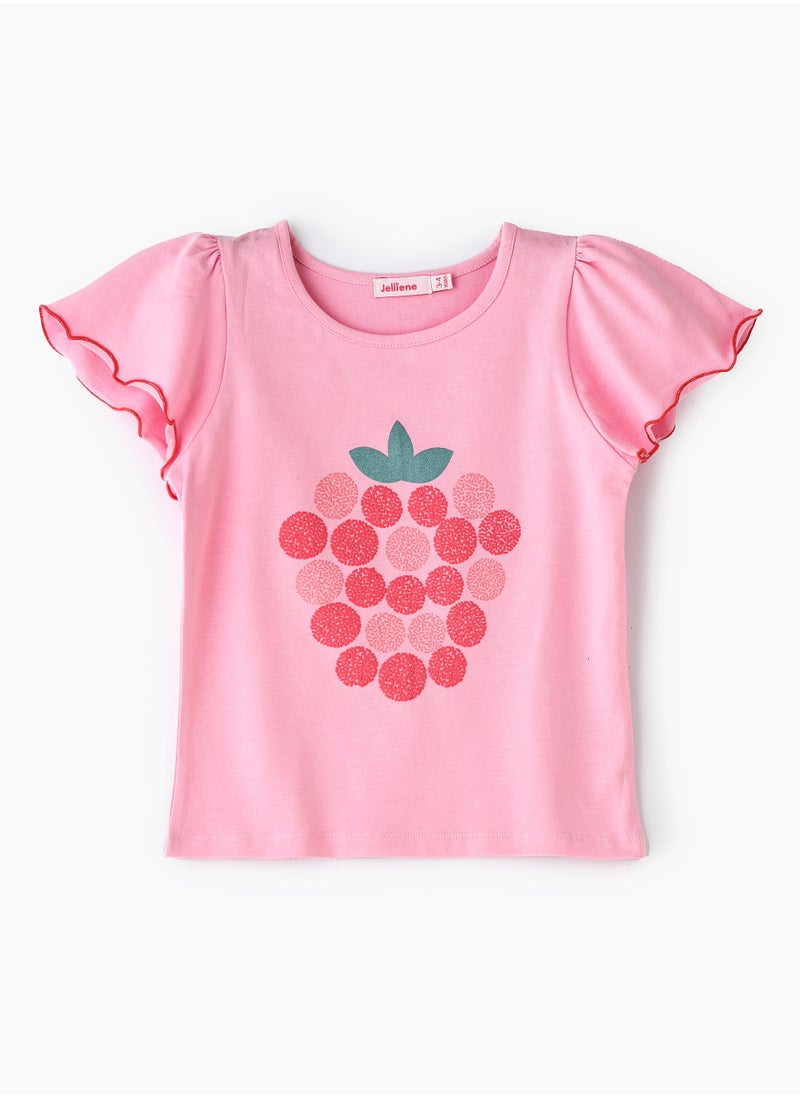 Jelliene Girls Pink Strawberry T-shirt  - Image 1
