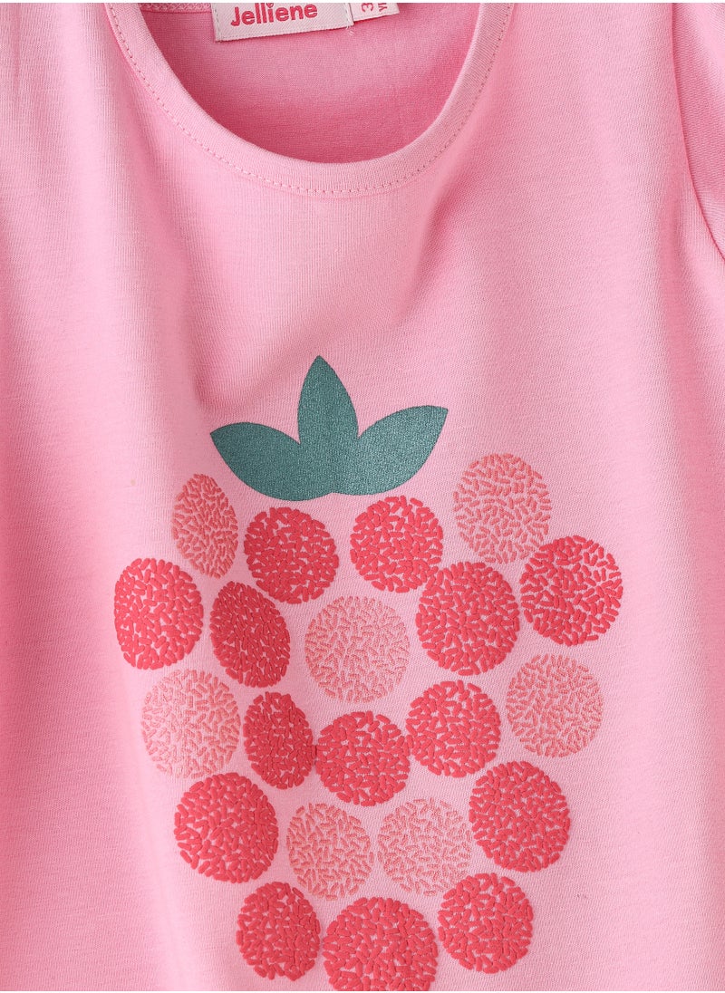Jelliene Girls Pink Strawberry T-shirt  - Image 3