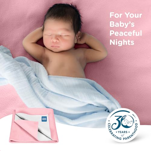 Mee Mee Reusable Water Proof Cotton Bed Protector Sheet/Extra Absorbent Mat/Dry Sheets/Urine Sheet/Dry Mat (140CmX220Cm) (X-Large, Pink) - Image 4