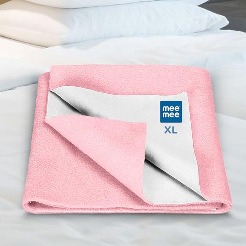 Mee Mee Reusable Water Proof Cotton Bed Protector Sheet/Extra Absorbent Mat/Dry Sheets/Urine Sheet/Dry Mat (140CmX220Cm) (X-Large, Pink) - Image 3