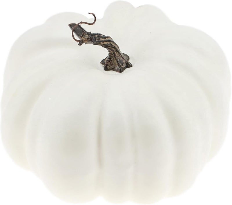 Woration 8.2 Inch Large White Fake Halloween Pumpkin Artificial Cushaw Faux Autumn Fall Pumpkin Decoration for Party Christmas Home Harvest Thanksgiving Foam Fruit Vegetable - Image 1