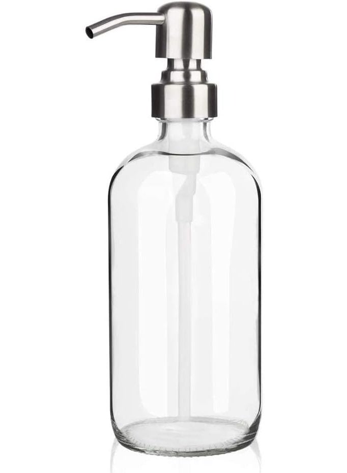 ARKTEK Glass Soap Dispenser - Clear Dish Soap Dispenser for Kitchen, Refillable Liquid Hand SoapDispenser with Rust Proof Stainless Steel Pump for Bathroom, Countertop (17 Ounce/ 500 ML) - Image 1