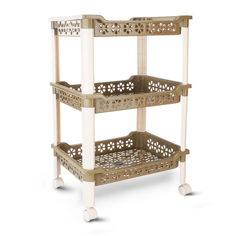 Nayasa Candy Rectangular Trolley 3 Layers Kitchen Organizer Stand for Kitchen Shelf Organizer Vegetable Basket for OnionPotato Vegetable Trolley with Wheels 38 X 28 X 58 cm Green - Image 2