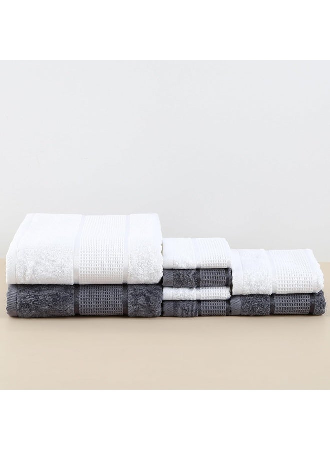 Home Dwell Premium Bath Towels Set - Set of 8 - 100% Cotton Highly Absorbent 2 Bath Towels, 2 Hand Towels and 4 Washcloths - Hotel & Spa Quality Bath Towels - Grey & White - Image 2