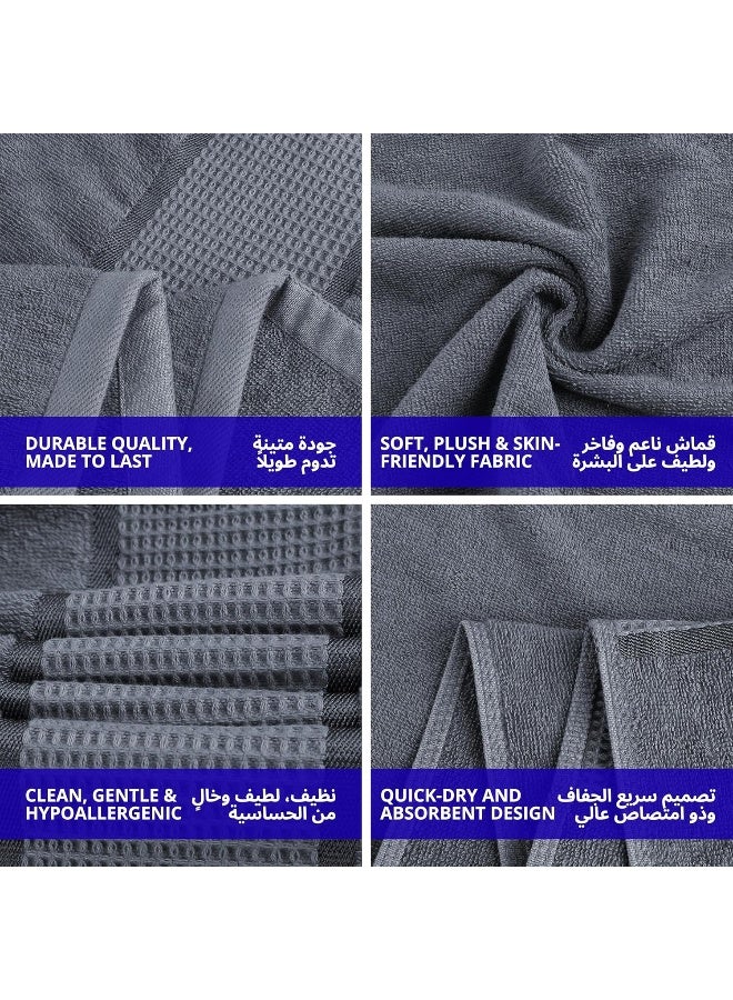 Home Dwell Premium Bath Towels Set - Set of 8 - 100% Cotton Highly Absorbent 2 Bath Towels, 2 Hand Towels and 4 Washcloths - Hotel & Spa Quality Bath Towels - Grey & White - Image 5