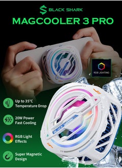 BLACK SHARK Independent Super Magnetic Design MagCooler 3Pro Cooling Up to 35°C,High Speed Fan,App Control Customize Cooling Settings and RGB LED Effects BR33- White  - Image 1
