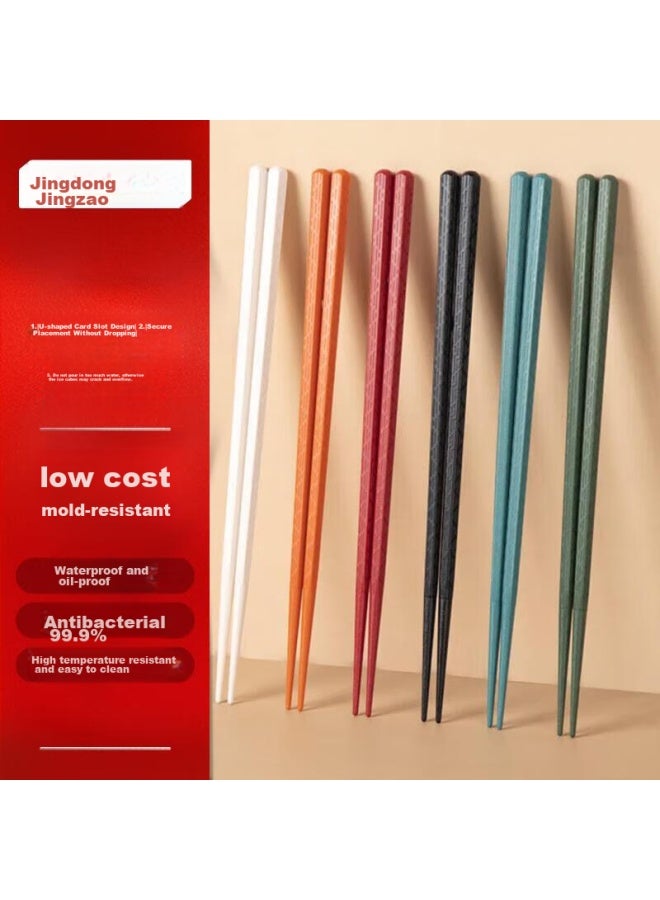 JD.com Jd Jingzao Alloy Chopsticks, Non-slip, Antibacterial, -style Pointed Chopsticks Set For Home Use, 6 Pairs - Image 1