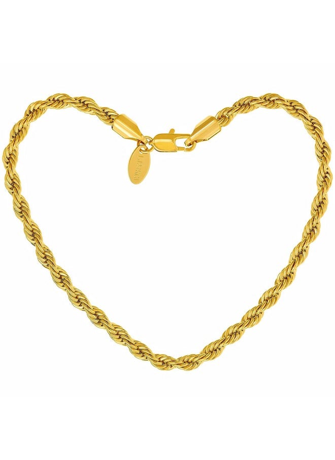 Lifetime Jewelry 5Mm Rope Chain Anklet For Women & Men 24K Gold Plated Bracelet (Gold 9)  - Image 1