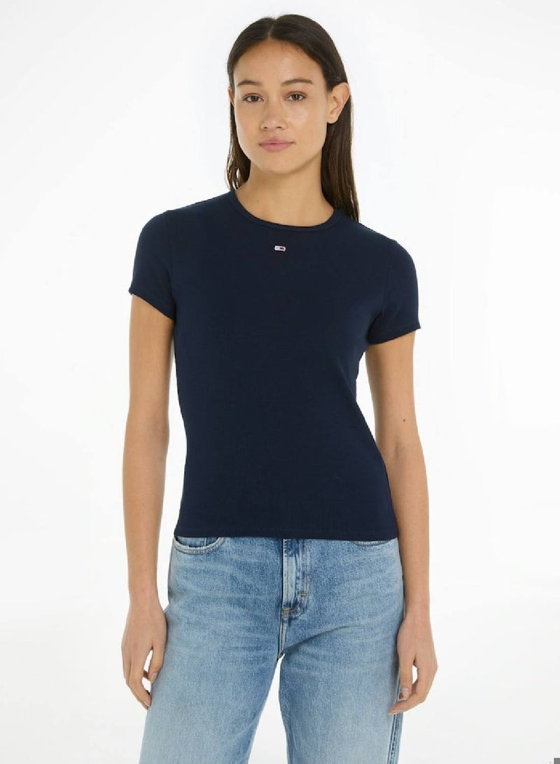 TOMMY JEANS Essential Slim Rib-Knit T-Shirt - Image 1