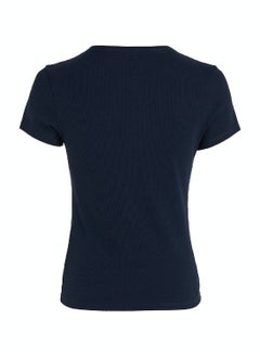 Women's Essential Slim Rib-Knit T-Shirt -  Stretch cotton, Blue - pzsku/ZB2065319453AF8A38A7FZ/45/_/1723744029/fdfdfaa1-495e-4e48-b5ad-be92c80f03db