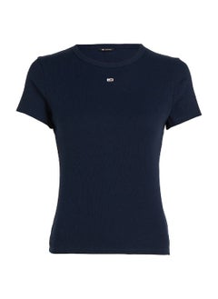 Women's Essential Slim Rib-Knit T-Shirt -  Stretch cotton, Blue - pzsku/ZB2065319453AF8A38A7FZ/45/_/1723744041/be422b52-7ce7-4630-8798-97f2b852e00d