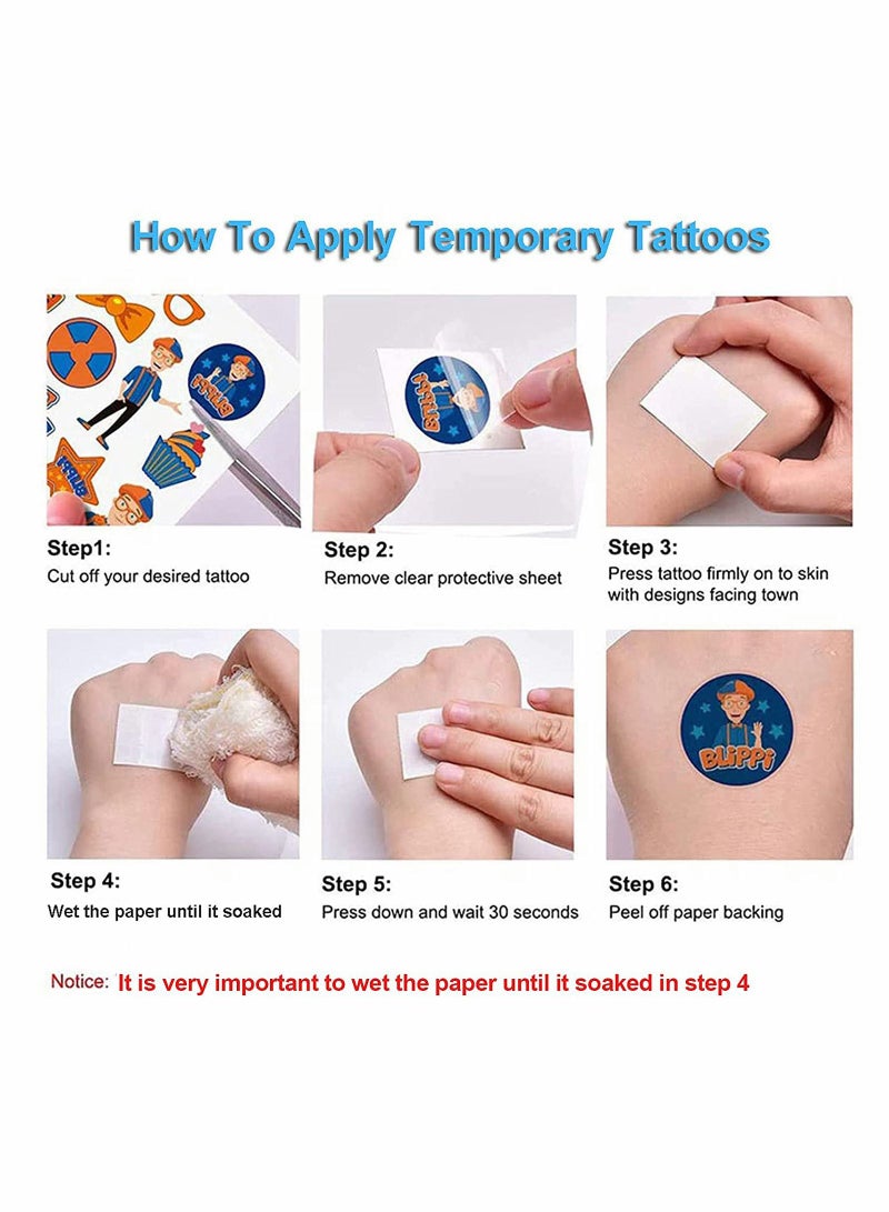 KASTWAVE Blippi Birthday Sticker Party Supplies 6 Sheet Temporary Tattoos for Kids KASTWAVE English Teacher Favors Gifts for Kids for Classroom School Rewards Prizes Carnival Decor Birthday Decorations - Image 4