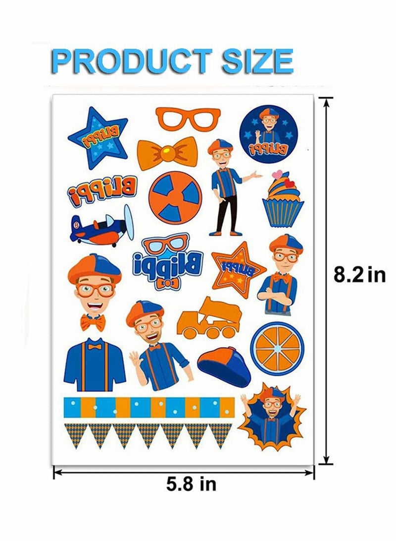 KASTWAVE Blippi Birthday Sticker Party Supplies 6 Sheet Temporary Tattoos for Kids KASTWAVE English Teacher Favors Gifts for Kids for Classroom School Rewards Prizes Carnival Decor Birthday Decorations - Image 5