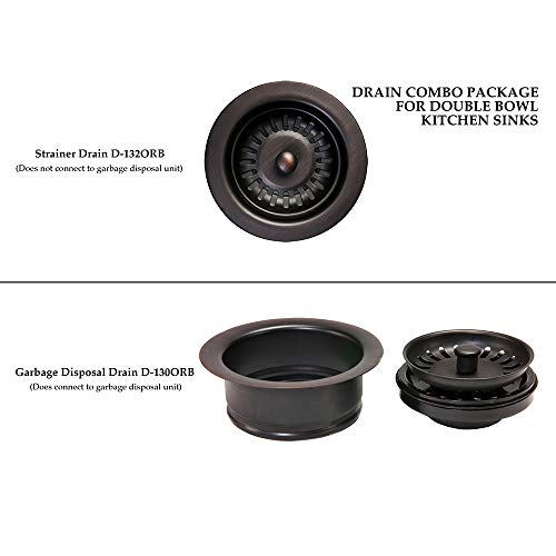 Premier Copper Products DC-1ORB Drain Combination Package for Double Bowl Kitchen Sinks, Oil Rubbed Bronze - Image 2