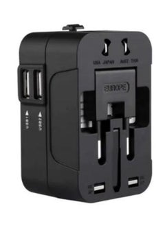 بيوينتي 3-in-1 Universal Travel Power Adapter, Multi-Country Socket Converter with Dual USB Ports (2.4A) US/EU/UK/AU Plug Global Travel Adapter for Laptops, Phones, Tablets, Black  - Image 5