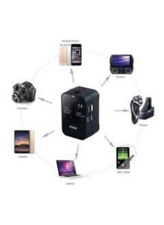 بيوينتي 3-in-1 Universal Travel Power Adapter, Multi-Country Socket Converter with Dual USB Ports (2.4A) US/EU/UK/AU Plug Global Travel Adapter for Laptops, Phones, Tablets, Black  - Image 4