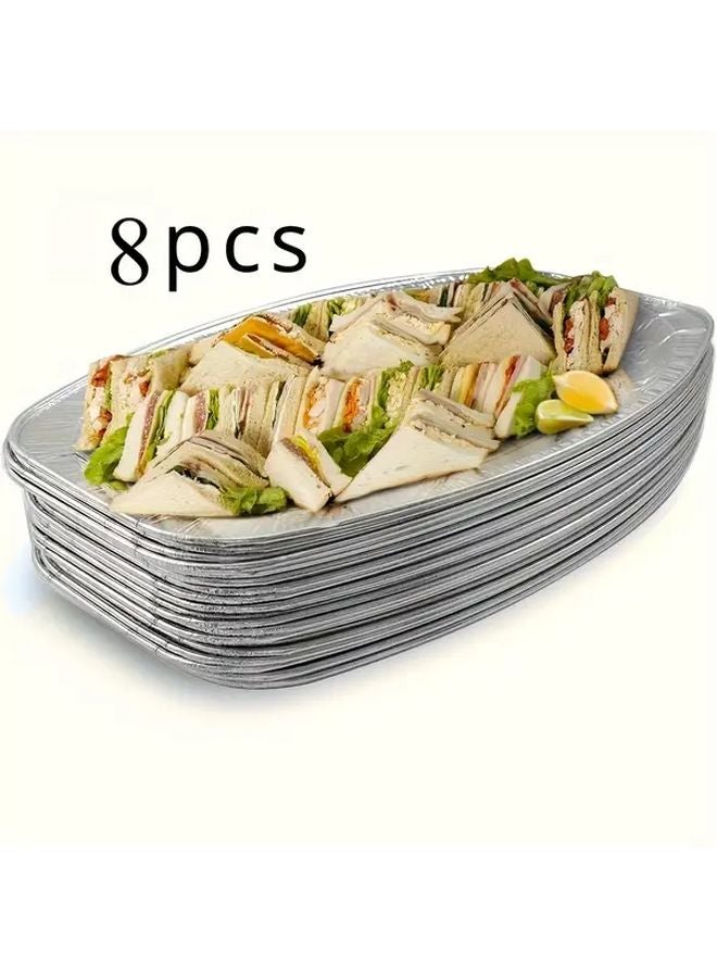 8 Disposable Aluminum Foil Trays Sturdy Food Safe Easy Clean For Buffets BBQs Catering - Image 1