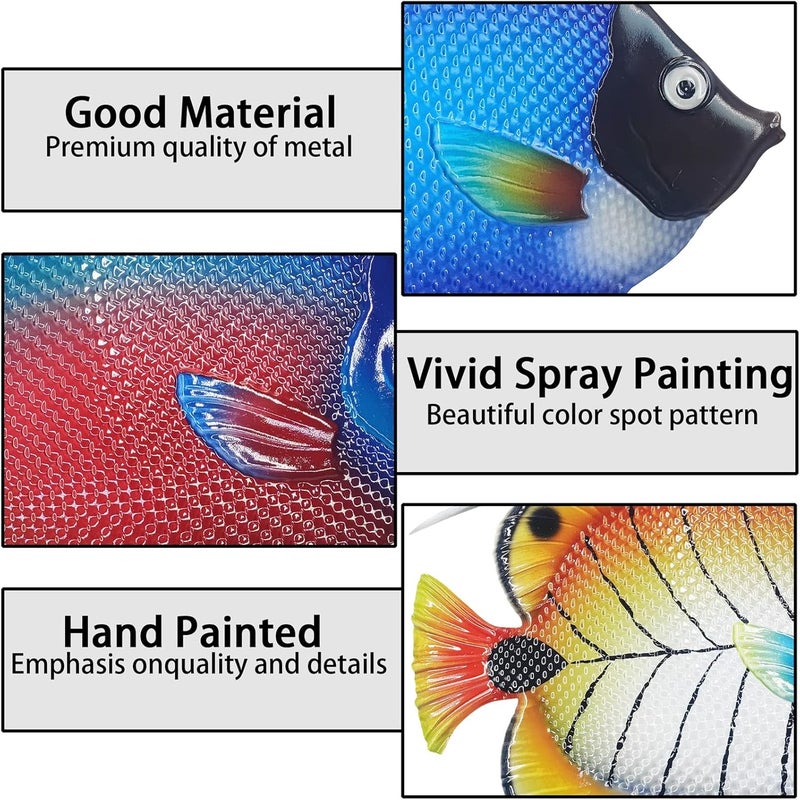 John's Studio Store Metal Fish Sea Wall Decor Outdoor Garden Hanging Art Sculptures Home Ocean Theme Decorations for Kitchen Bathroom and Pool - 3 PCS - Image 3