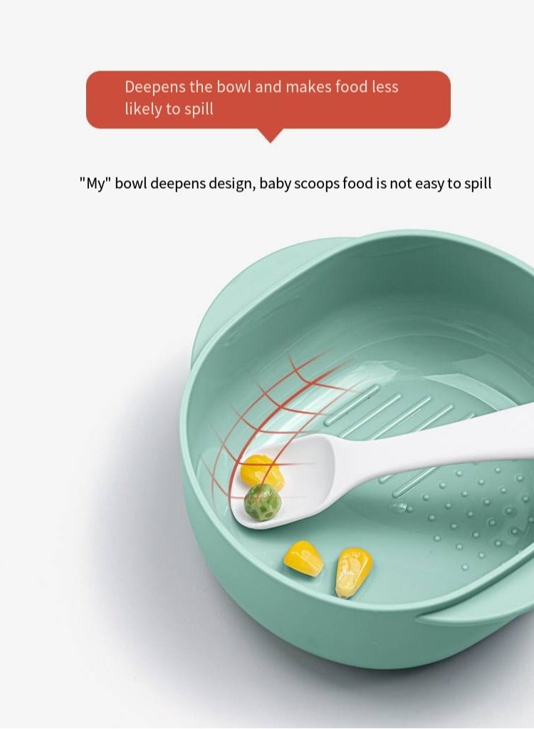 أطفال الهوغوز أدوات المائدة الخاصة بالأطفال صندوق الغداء إناء الطعام المحمول الغطاء مجموعة المقص إناء الملعقة متعدد القطع مجموعة الطعام مع وظيفة التجليخ سهولة تنظيف درجة الحرارة القابلة للضبط (أخضر) - Image 3