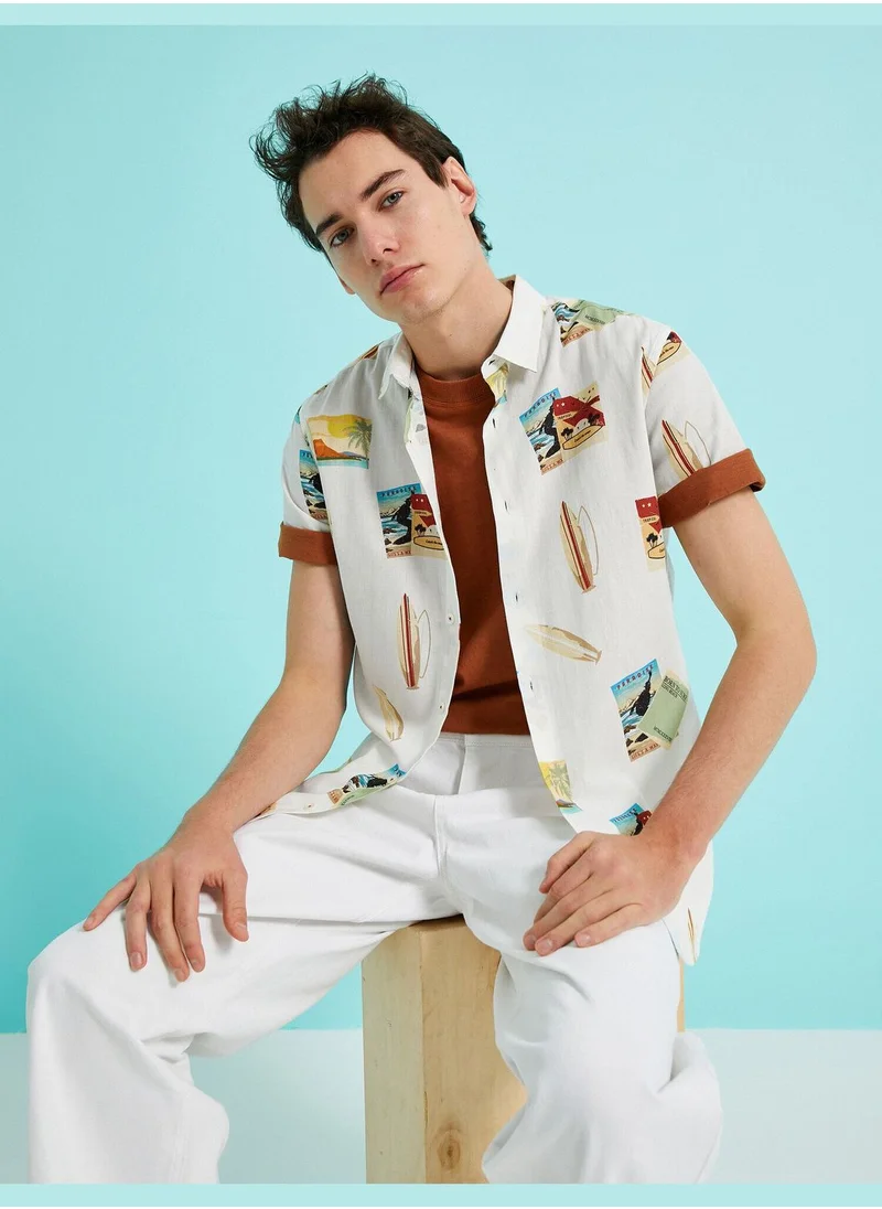 كوتون Surf Printed Short Sleeve Shirt