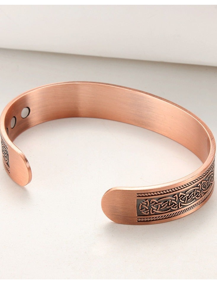 Pure Copper Adjustable Cuff Bracelet with Celtic Tree of Life Pattern and Magnets  - Image 3