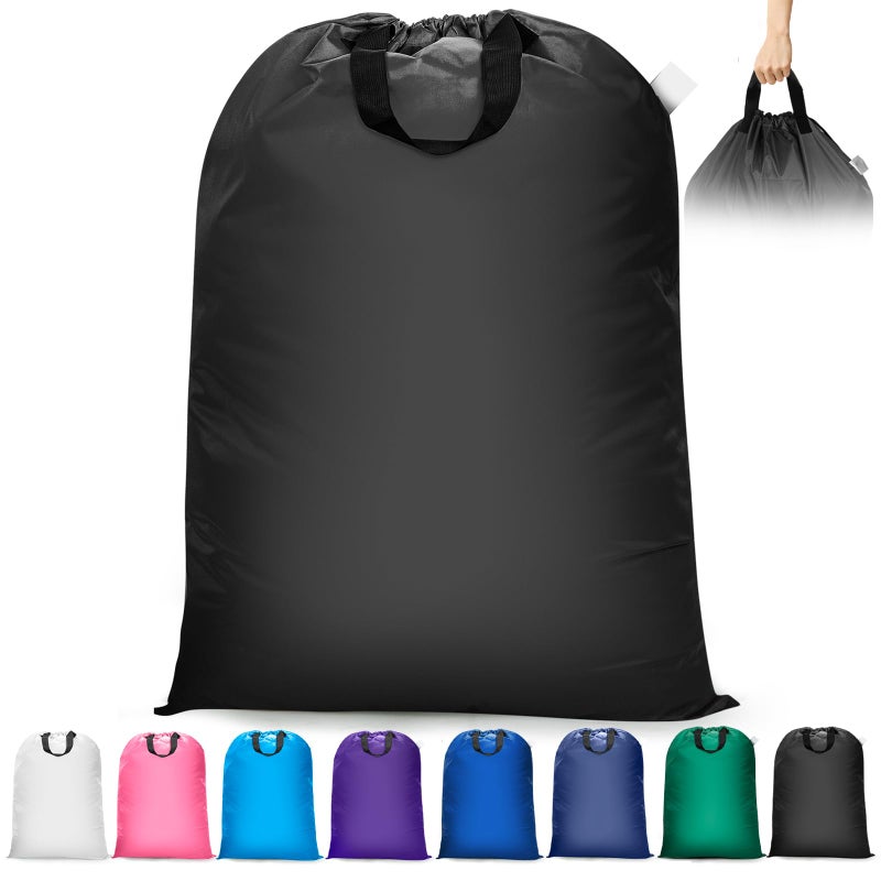 Isink Extra Large Laundry Bag With Handles Heavy Duty Travel Laundry Bag for Dirty Clothes 28 x 40 Black