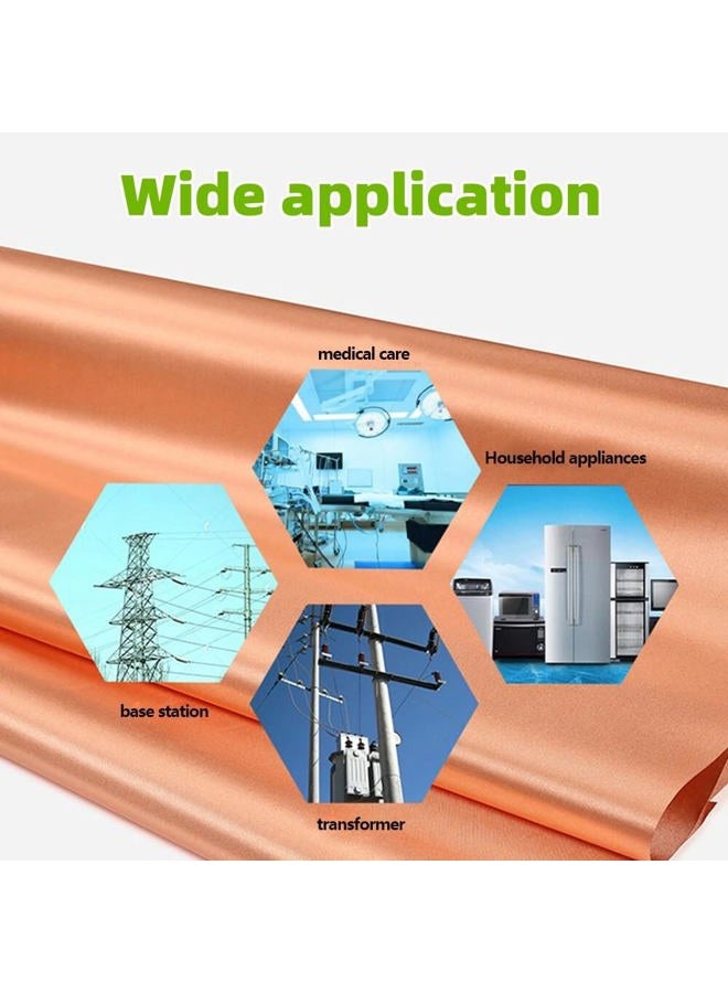 Amradield Pure Copper Faraday Fabric Cloth 39"x43" for WiFi Cell Bluetooth GPS Grounding Mobile Phone Copper Fabric Material Reduce Harmful Signals Protection Certified Healthy DIY Material - Image 2
