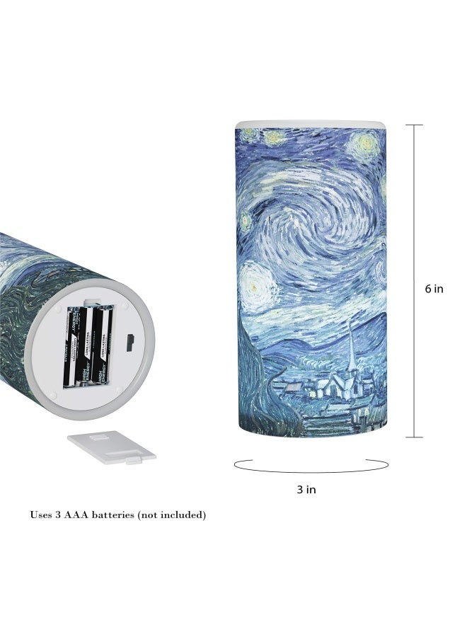 Lavish Home Flameless Candles - 2-Pack Van Gogh Starry Night Battery Operated Candles with Remote and Flickering Light for Home DÃ©cor - Image 3