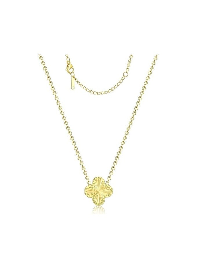 Fayrouz Jewellery Clover Pendant Necklace for Women, 18K Gold Plated Stainless Steel, Four Leaf Clover Necklace, Simple Design - Image 1