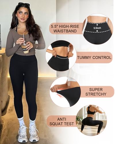 CTHH High Waisted Leggings for Women – Tummy Control Soft Workout Yoga Pants, Womens Black Leggings for Gym Running(Rose Pink,Small-Medium) - Image 5