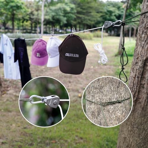 Vigorport Retractable Travel Clothesline, Portable Clothes Line Heavy Duty Rope Pully System with Carabiner for Outdoor Camping, Cruise Ships, Indoor Backyard, Balcony (White, 19Ft) - Image 3