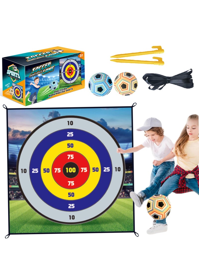 شو وو مجموعة ألعاب كرة القدم الداخلية والخارجية، تتضمن لعبة رمي هدف كرة القدم 59 × 59 بوصة، 2 كرة قدم لاصقة داخلية، مجموعة كرات قدم مع 4 خطافات لاصقة، 2 وتد أرضي، 4 شرائط للأطفال الأولاد والبنات كهدية - Image 1