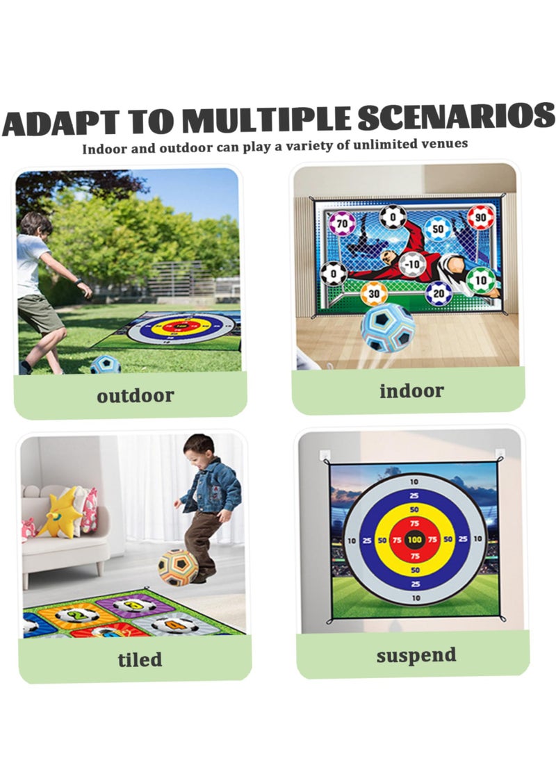 شو وو مجموعة ألعاب كرة القدم الداخلية والخارجية، تتضمن لعبة رمي هدف كرة القدم 59 × 59 بوصة، 2 كرة قدم لاصقة داخلية، مجموعة كرات قدم مع 4 خطافات لاصقة، 2 وتد أرضي، 4 شرائط للأطفال الأولاد والبنات كهدية - Image 2