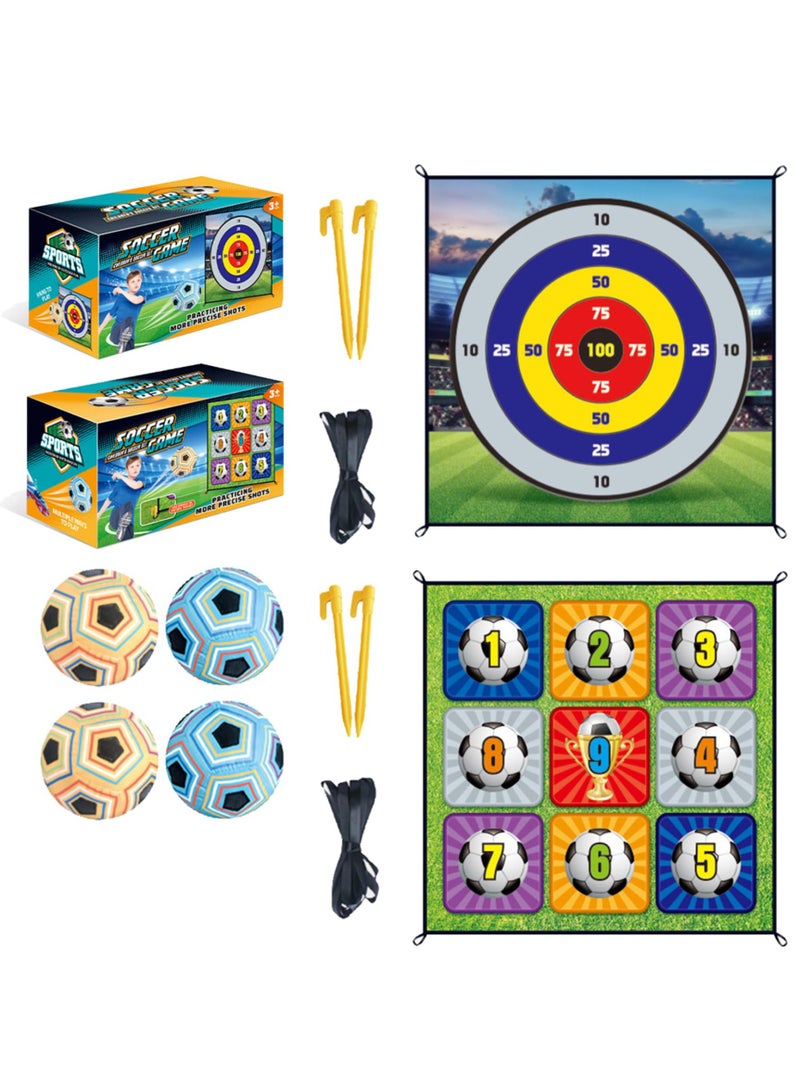 شو وو مجموعة ألعاب كرة القدم الداخلية والخارجية، تتضمن لعبة رمي هدف كرة القدم 59 × 59 بوصة، 2 كرة قدم لاصقة داخلية، مجموعة كرات قدم مع 4 خطافات لاصقة، 2 وتد أرضي، 4 شرائط للأطفال الأولاد والبنات كهدية - Image 3